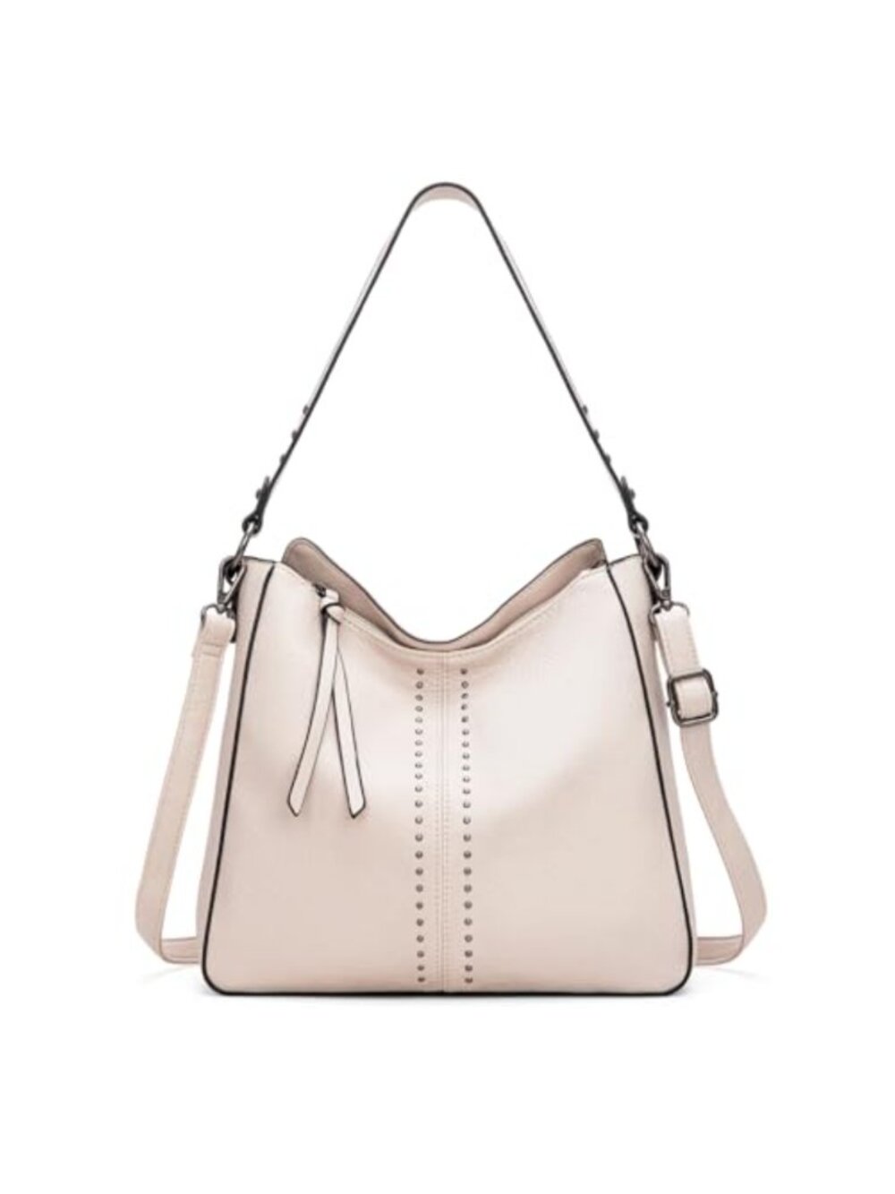 Large Faux Leather Hobo Bag with Detachable Strap